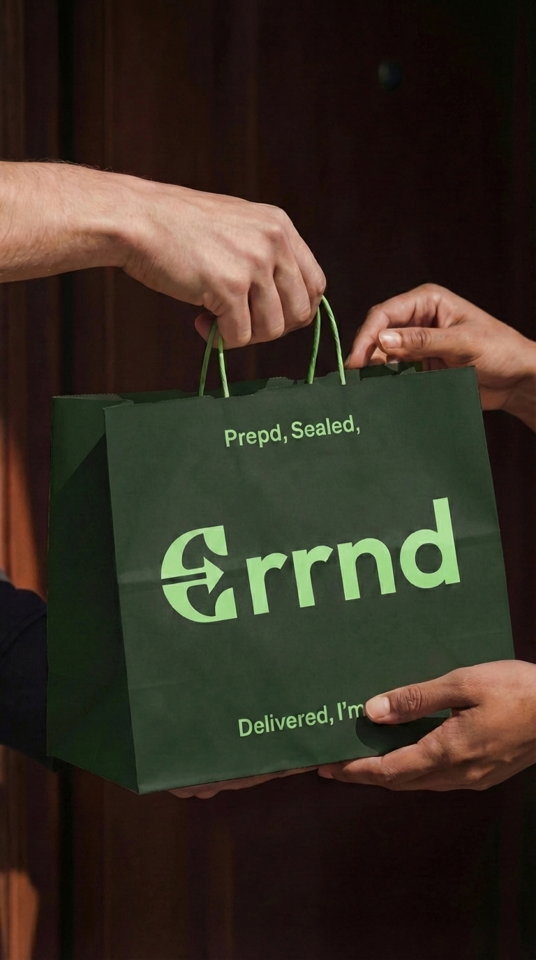 Courier handing a package to a customer