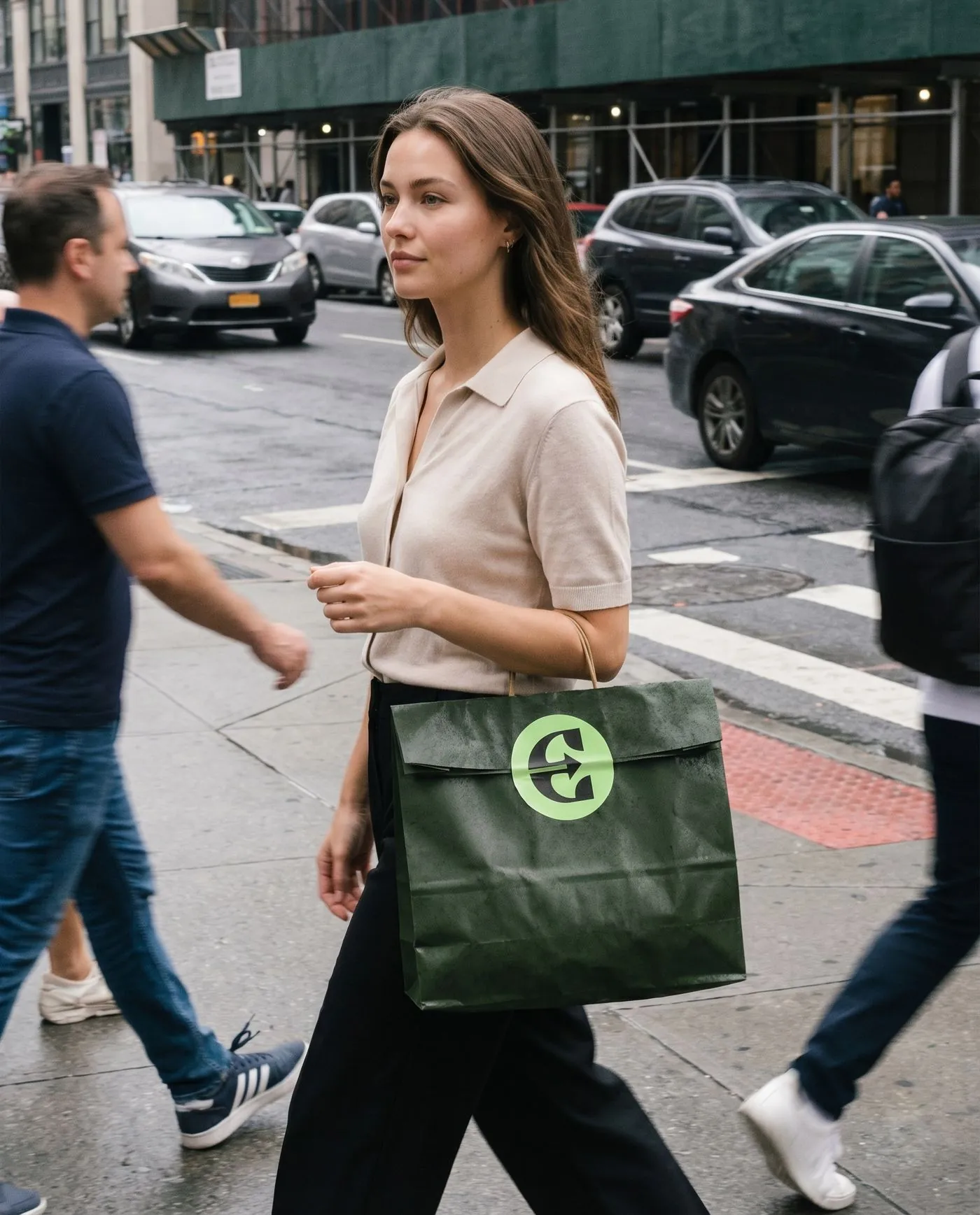 A customer carrying an Errnd bag through the city